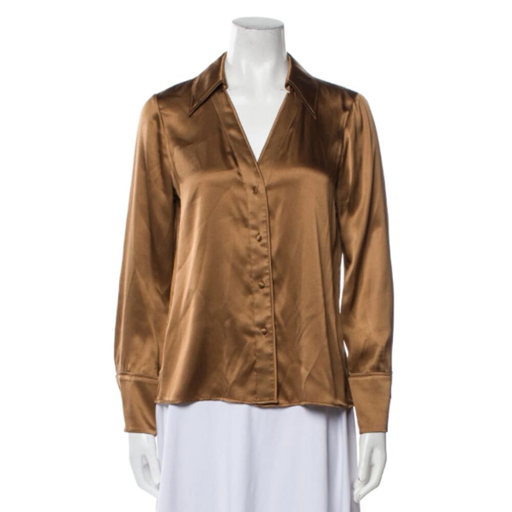 Alice + Olivia Silk Long Sleeve Button-Up Top